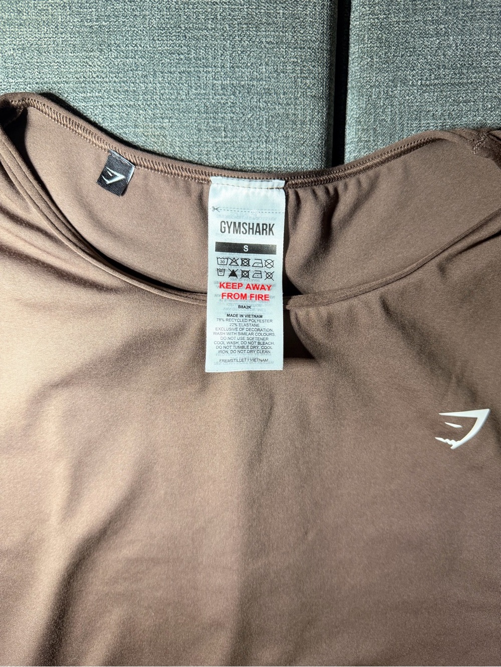Gymshark Brown Women's Workout Crop Top with White Logo